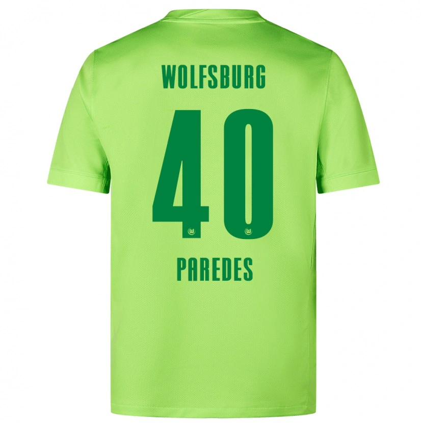 Danxen Hombre Camiseta Kevin Paredes #40 Verde Fluorescente 1ª Equipación 2024/25 La Camisa México