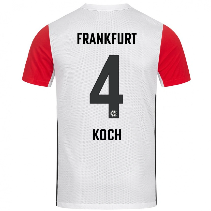 Danxen Hombre Camiseta Robin Koch #4 Blanco Rojo 1ª Equipación 2024/25 La Camisa México