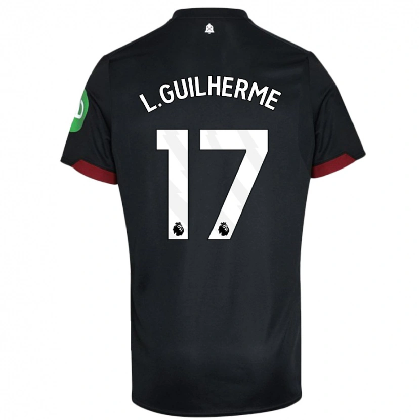 Danxen Hombre Camiseta Luis Guilherme #17 Negro Blanco 2ª Equipación 2024/25 La Camisa México