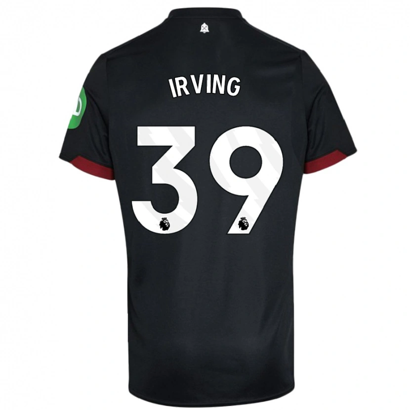 Danxen Hombre Camiseta Andy Irving #39 Negro Blanco 2ª Equipación 2024/25 La Camisa México