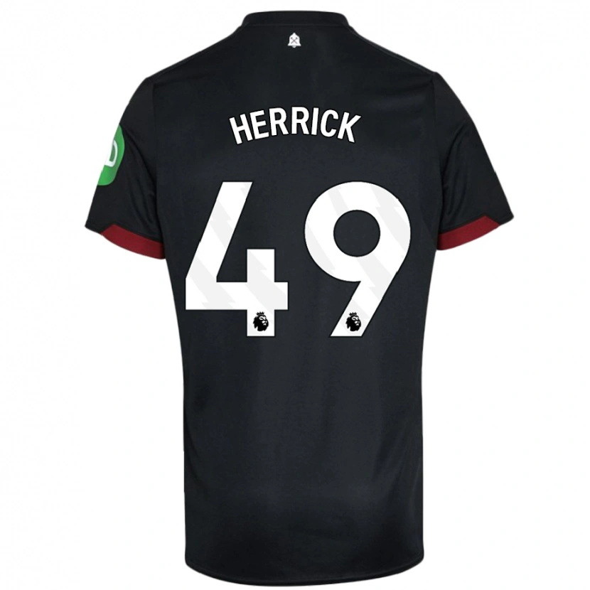 Danxen Hombre Camiseta Finlay Herrick #49 Negro Blanco 2ª Equipación 2024/25 La Camisa México