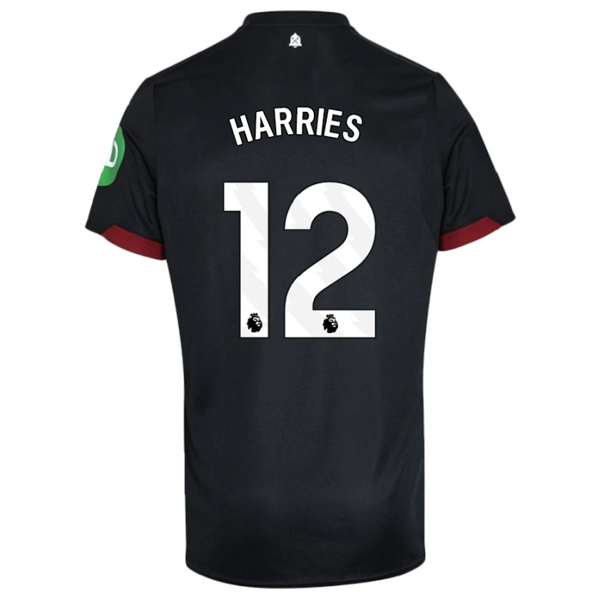 Danxen Hombre Camiseta Emma Harries #12 Negro Blanco 2ª Equipación 2024/25 La Camisa México