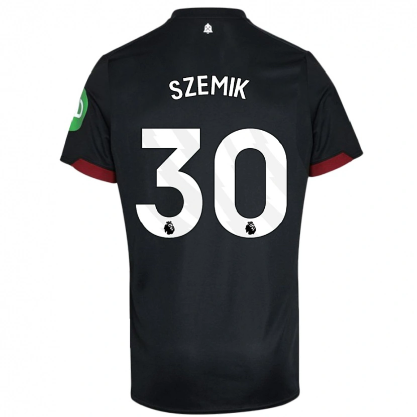 Danxen Hombre Camiseta Kinga Szemik #30 Negro Blanco 2ª Equipación 2024/25 La Camisa México