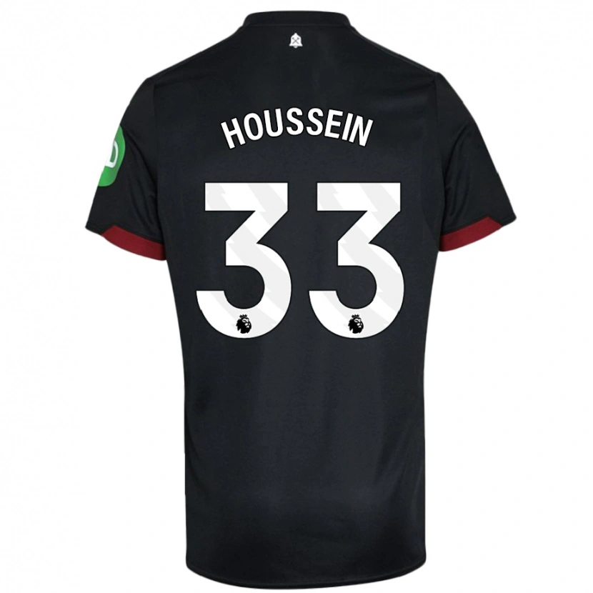 Danxen Hombre Camiseta Halle Houssein #33 Negro Blanco 2ª Equipación 2024/25 La Camisa México