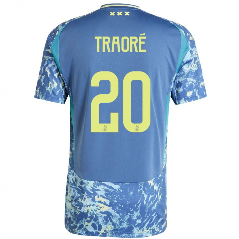 Danxen Hombre Camiseta Bertrand Traoré #20 Gris Azul Amarillo 2ª Equipación 2024/25 La Camisa México
