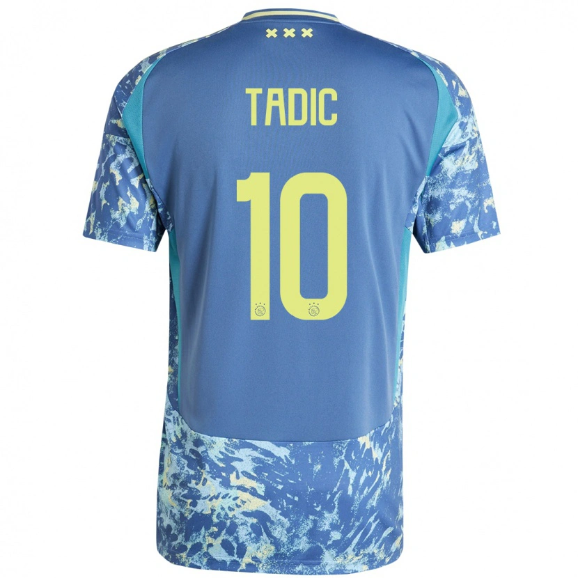Danxen Hombre Camiseta Dusan Tadic #10 Gris Azul Amarillo 2ª Equipación 2024/25 La Camisa México