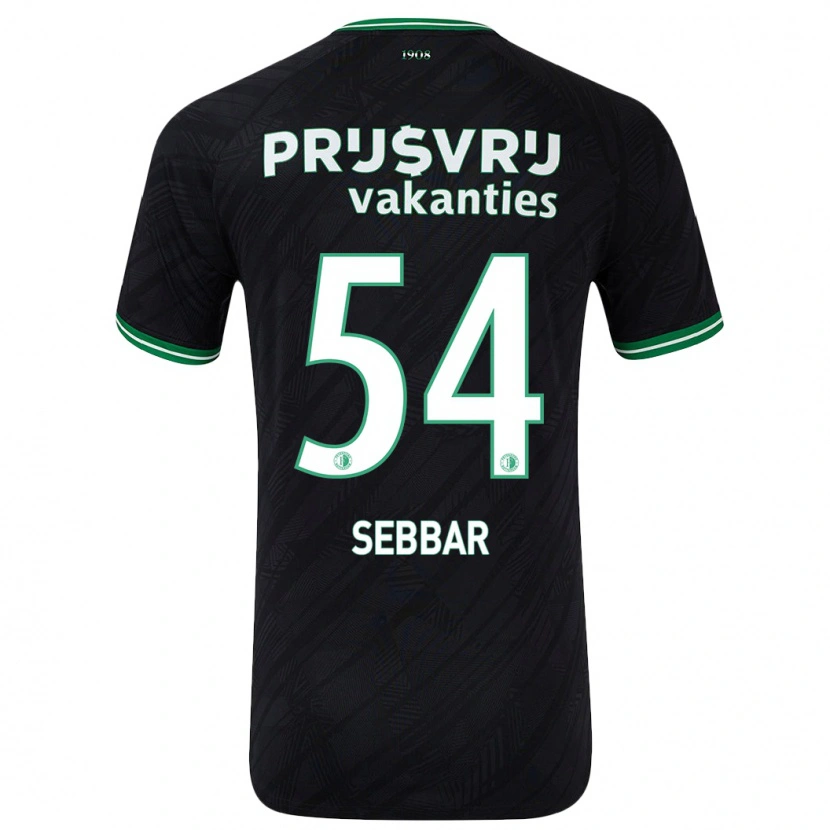 Danxen Hombre Camiseta Marouane Sebbar #54 Negro Verde 2ª Equipación 2024/25 La Camisa México