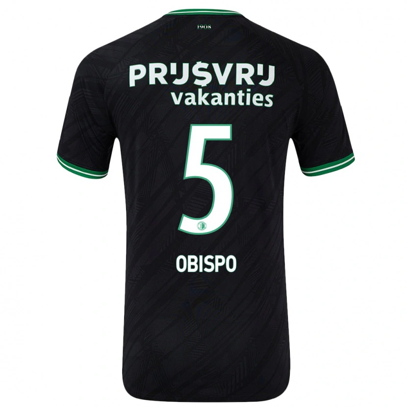 Danxen Hombre Camiseta Celainy Obispo #5 Negro Verde 2ª Equipación 2024/25 La Camisa México