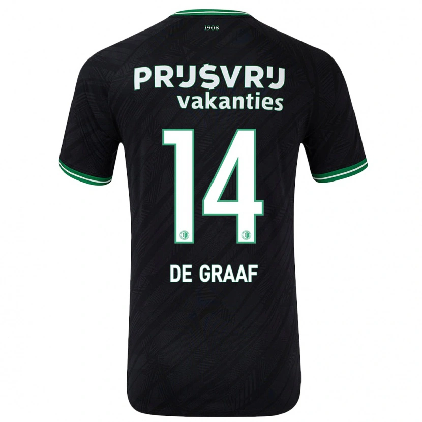 Danxen Hombre Camiseta Esmee De Graaf #14 Negro Verde 2ª Equipación 2024/25 La Camisa México
