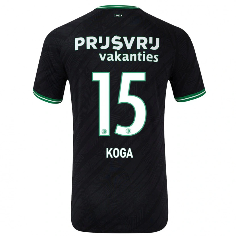Danxen Hombre Camiseta Tōko Koga #15 Negro Verde 2ª Equipación 2024/25 La Camisa México