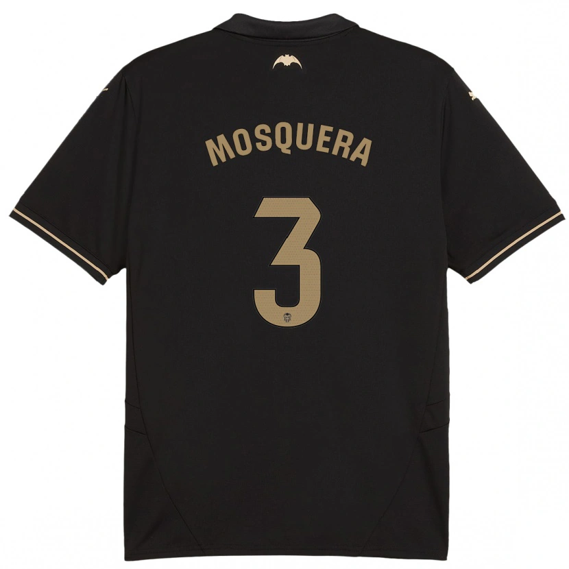 Danxen Hombre Camiseta Cristhian Mosquera #3 Negro 2ª Equipación 2024/25 La Camisa México