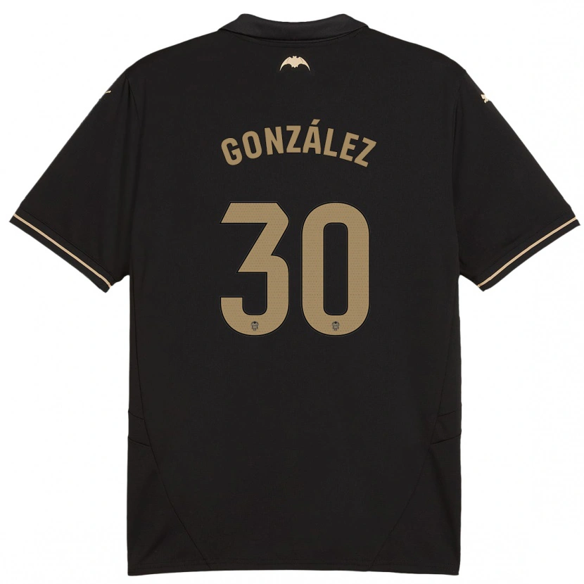 Danxen Hombre Camiseta Hugo González #30 Negro 2ª Equipación 2024/25 La Camisa México