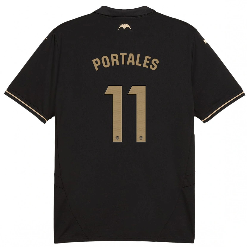 Danxen Hombre Camiseta Macarena Portales #11 Negro 2ª Equipación 2024/25 La Camisa México