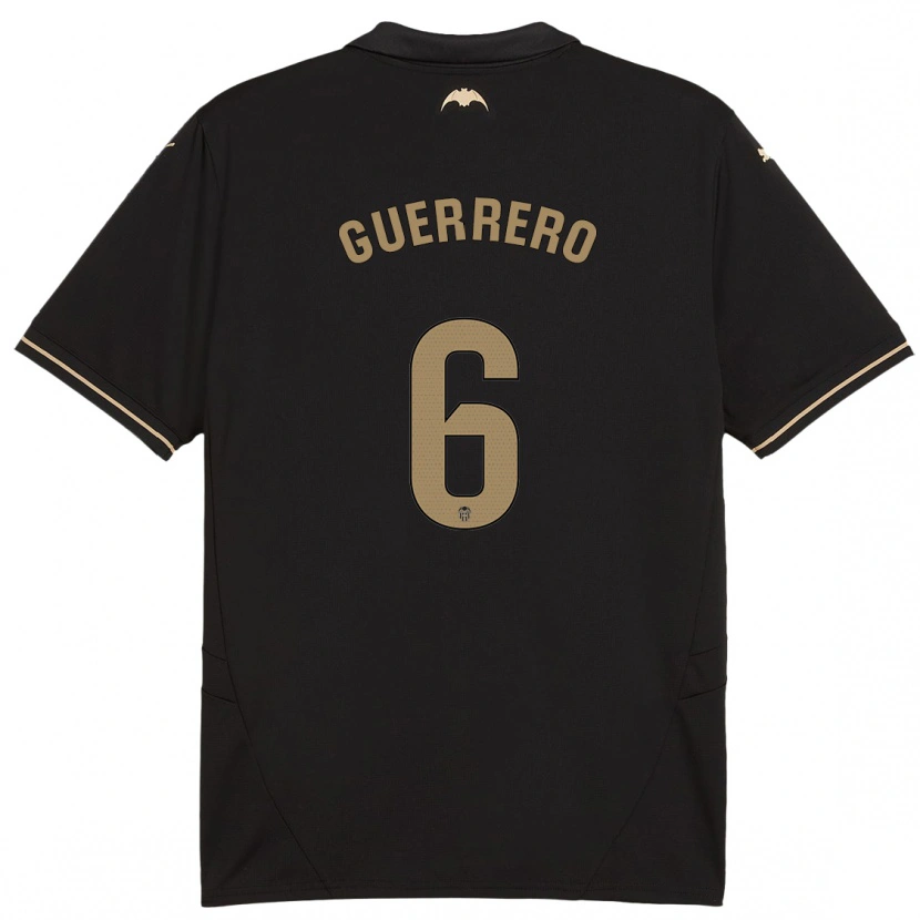 Danxen Hombre Camiseta Paula Guerrero #6 Negro 2ª Equipación 2024/25 La Camisa México