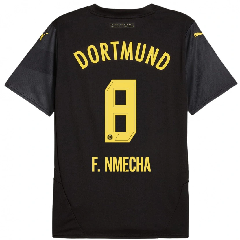 Danxen Hombre Camiseta Felix Nmecha #8 Negro Amarillo 2ª Equipación 2024/25 La Camisa México