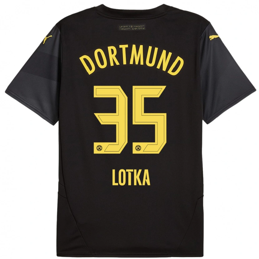 Danxen Hombre Camiseta Marcel Lotka #35 Negro Amarillo 2ª Equipación 2024/25 La Camisa México