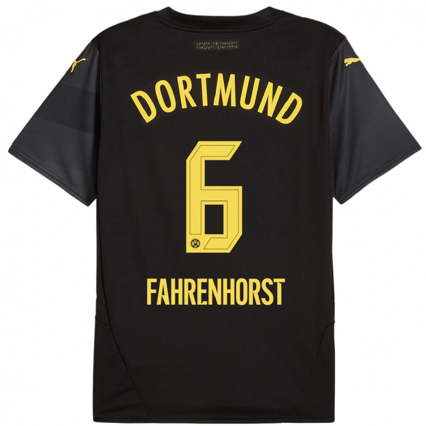 Danxen Hombre Camiseta Luke Fahrenhorst #6 Negro Amarillo 2ª Equipación 2024/25 La Camisa México