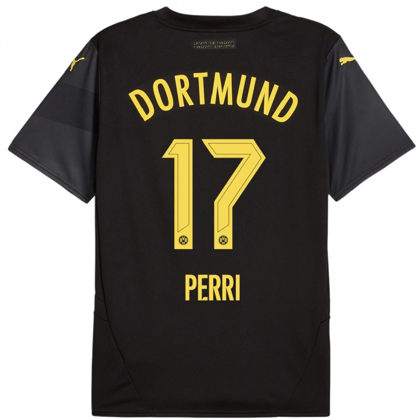 Danxen Hombre Camiseta Luca Perri #17 Negro Amarillo 2ª Equipación 2024/25 La Camisa México