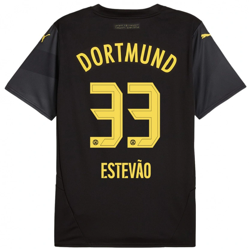 Danxen Hombre Camiseta Tiago Estêvão #33 Negro Amarillo 2ª Equipación 2024/25 La Camisa México