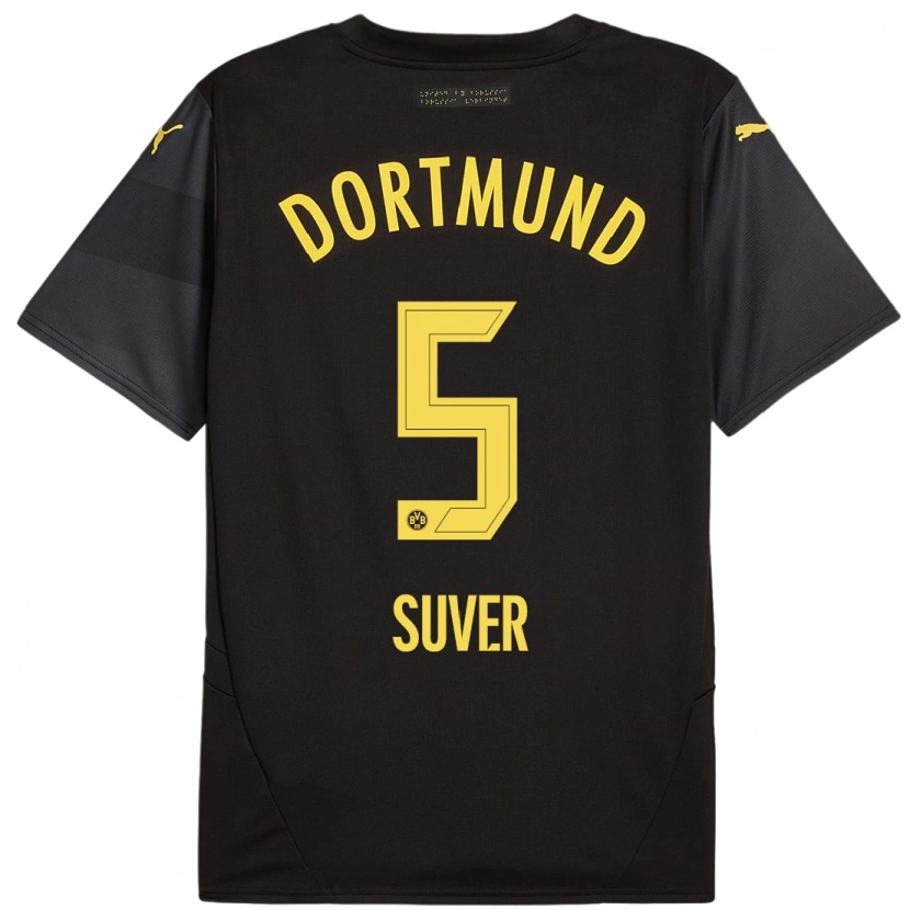 Danxen Hombre Camiseta Mario Suver #5 Negro Amarillo 2ª Equipación 2024/25 La Camisa México