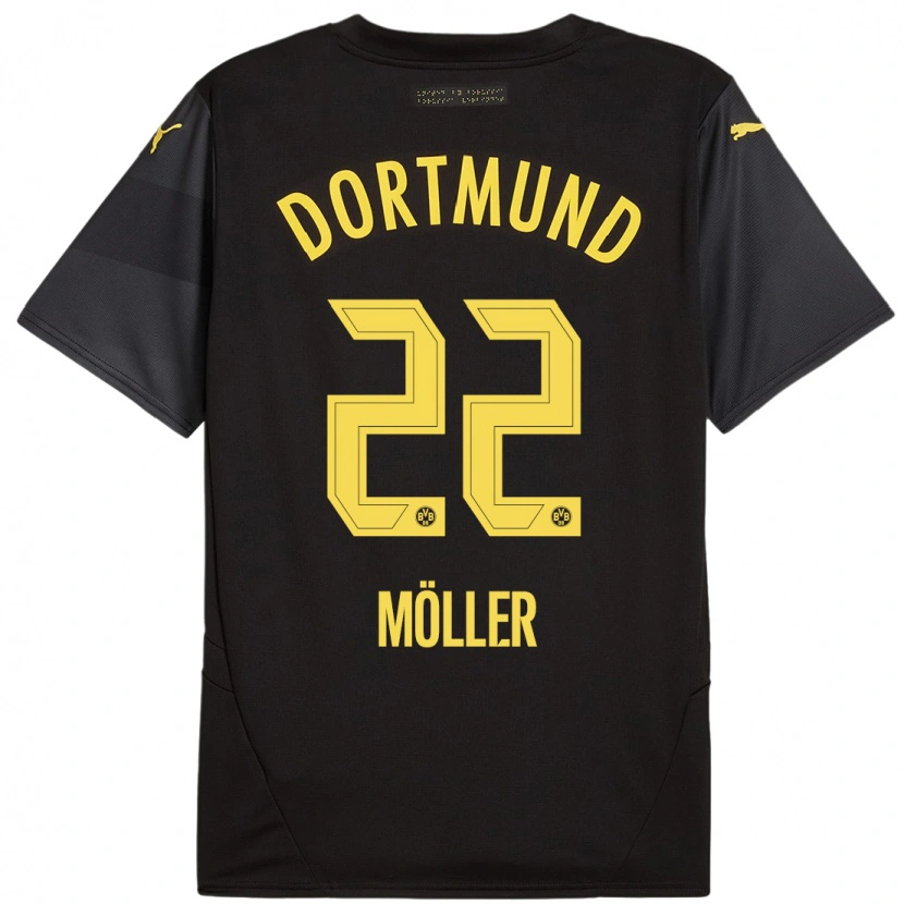 Danxen Hombre Camiseta Paul Möller #22 Negro Amarillo 2ª Equipación 2024/25 La Camisa México