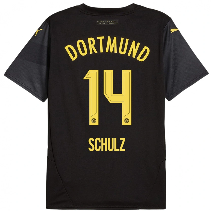 Danxen Hombre Camiseta Nico Schulz #14 Negro Amarillo 2ª Equipación 2024/25 La Camisa México