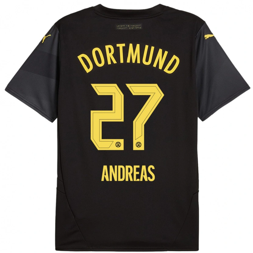 Danxen Hombre Camiseta Kuno Andreas #27 Negro Amarillo 2ª Equipación 2024/25 La Camisa México