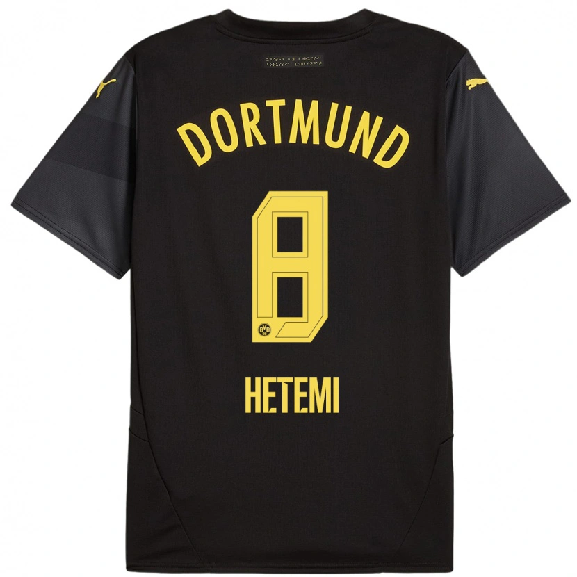 Danxen Hombre Camiseta Rilind Hetemi #8 Negro Amarillo 2ª Equipación 2024/25 La Camisa México