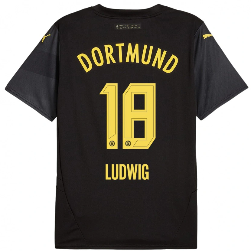 Danxen Hombre Camiseta Michel Ludwig #18 Negro Amarillo 2ª Equipación 2024/25 La Camisa México