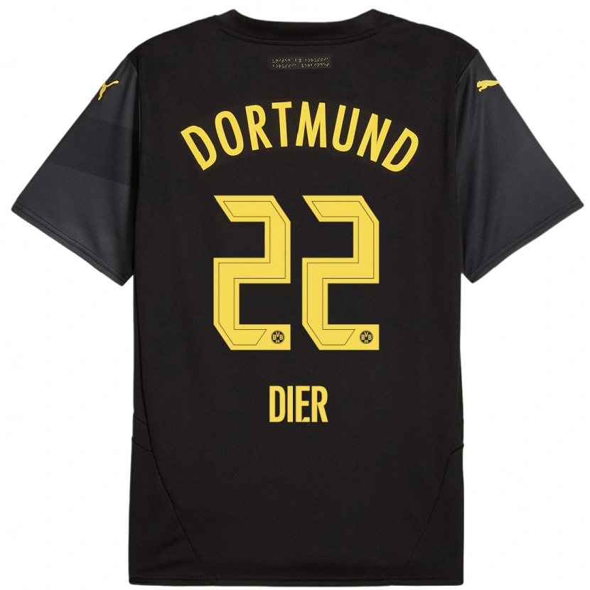 Danxen Hombre Camiseta Henrik Dier #22 Negro Amarillo 2ª Equipación 2024/25 La Camisa México