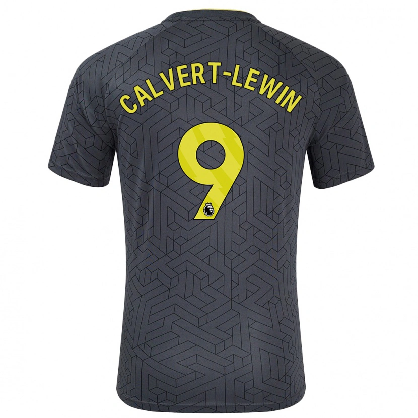 Danxen Hombre Camiseta Dominic Calvert-Lewin #9 Negro Amarillo 2ª Equipación 2024/25 La Camisa México