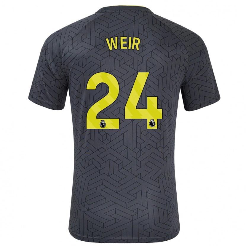 Danxen Hombre Camiseta Kenzie Weir #24 Negro Amarillo 2ª Equipación 2024/25 La Camisa México