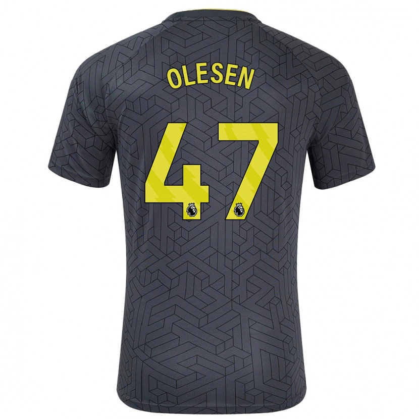 Danxen Hombre Camiseta Karoline Olesen #47 Negro Amarillo 2ª Equipación 2024/25 La Camisa México