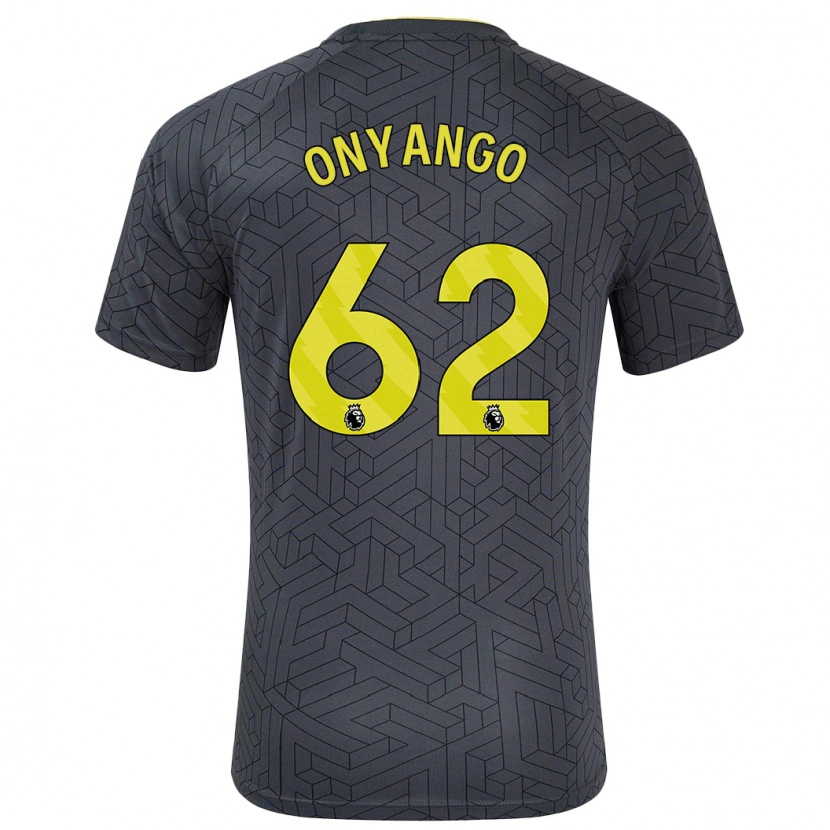 Danxen Hombre Camiseta Tyler Onyango #62 Negro Amarillo 2ª Equipación 2024/25 La Camisa México