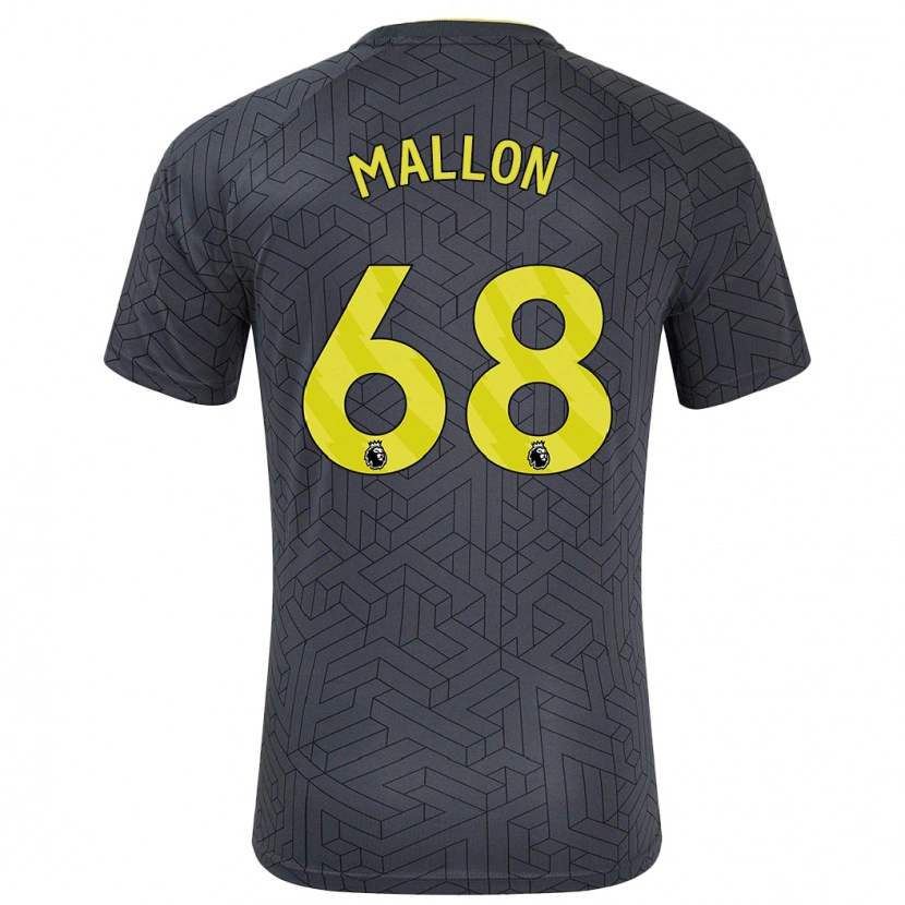Danxen Hombre Camiseta Mathew Mallon #68 Negro Amarillo 2ª Equipación 2024/25 La Camisa México