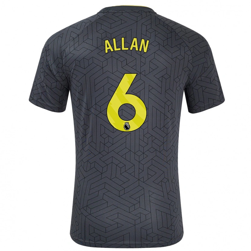 Danxen Hombre Camiseta Allan #6 Negro Amarillo 2ª Equipación 2024/25 La Camisa México