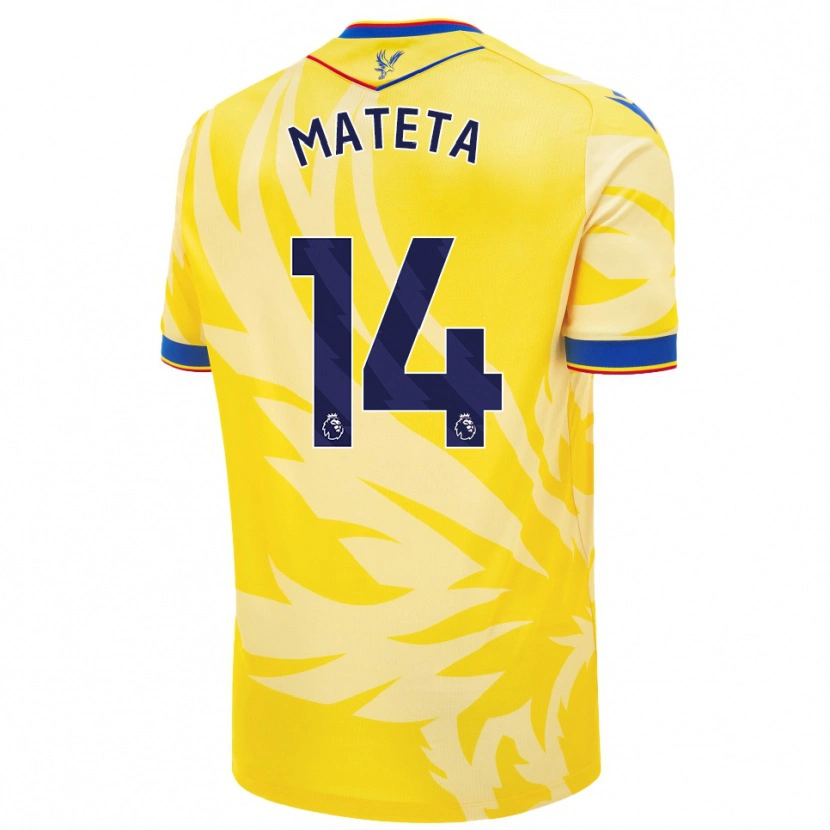 Danxen Hombre Camiseta Jean-Philippe Mateta #14 Amarillo 2ª Equipación 2024/25 La Camisa México