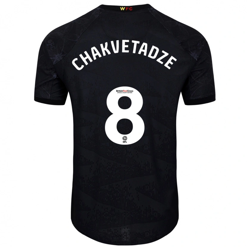 Danxen Hombre Camiseta Giorgi Chakvetadze #8 Negro Blanco 2ª Equipación 2024/25 La Camisa México