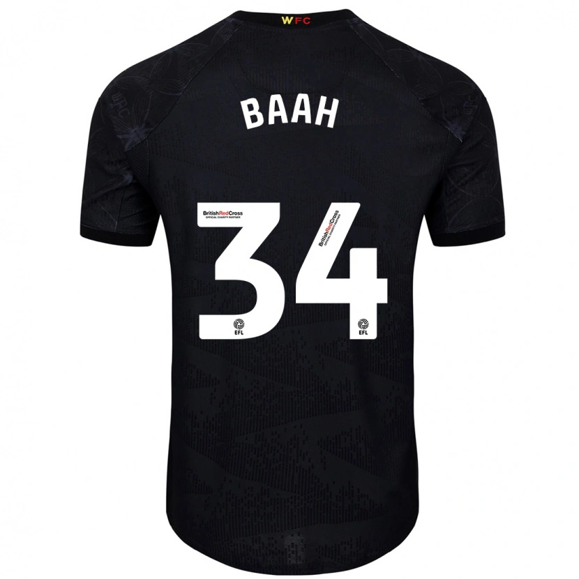 Danxen Hombre Camiseta Kwadwo Baah #34 Negro Blanco 2ª Equipación 2024/25 La Camisa México