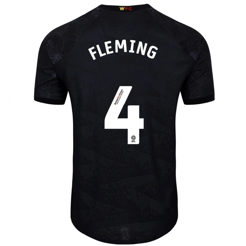 Danxen Hombre Camiseta Charlotte Fleming #4 Negro Blanco 2ª Equipación 2024/25 La Camisa México