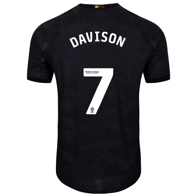 Danxen Hombre Camiseta Gemma Davison #7 Negro Blanco 2ª Equipación 2024/25 La Camisa México