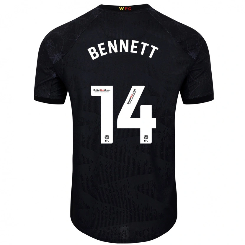 Danxen Hombre Camiseta Harley Bennett #14 Negro Blanco 2ª Equipación 2024/25 La Camisa México