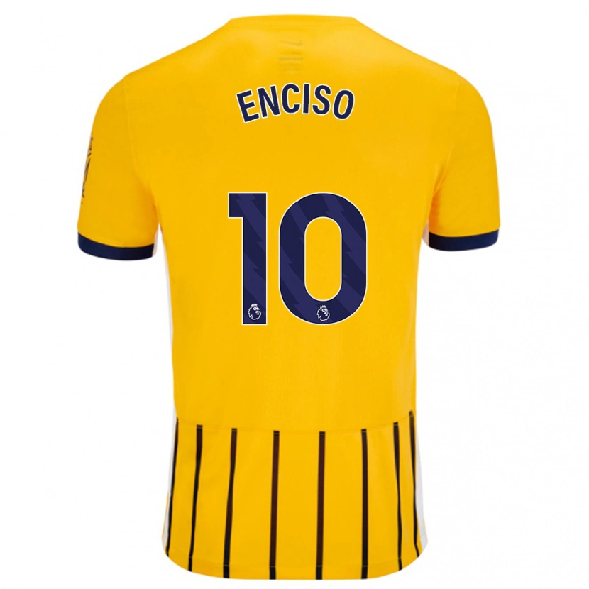 Danxen Hombre Camiseta Julio Enciso #10 Dorado Azul Rayas 2ª Equipación 2024/25 La Camisa México