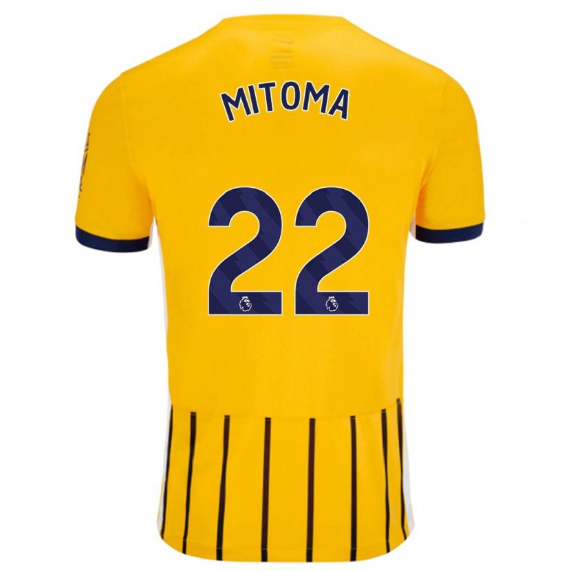 Danxen Hombre Camiseta Kaoru Mitoma #22 Dorado Azul Rayas 2ª Equipación 2024/25 La Camisa México
