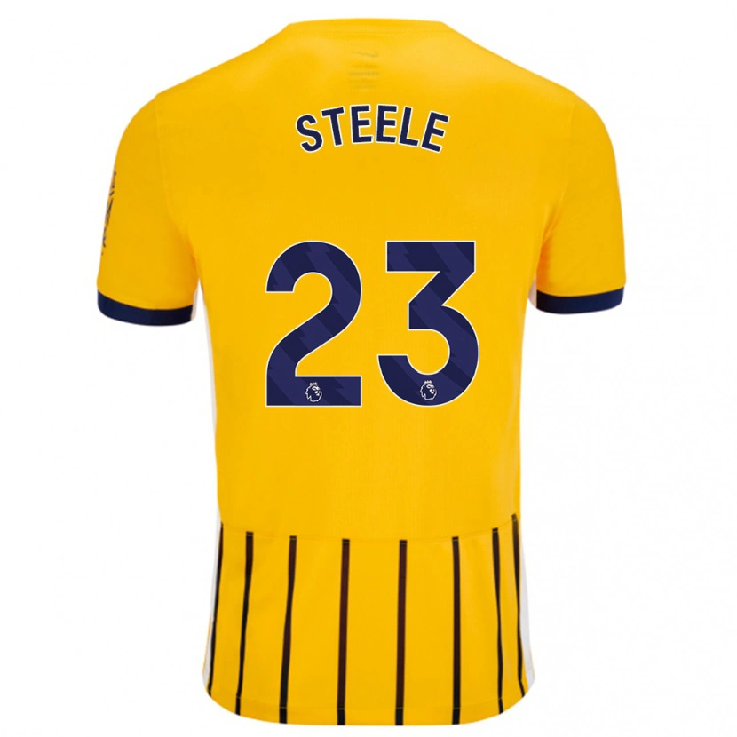 Danxen Hombre Camiseta Jason Steele #23 Dorado Azul Rayas 2ª Equipación 2024/25 La Camisa México