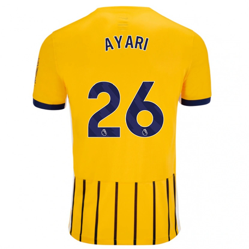 Danxen Hombre Camiseta Yasin Ayari #26 Dorado Azul Rayas 2ª Equipación 2024/25 La Camisa México
