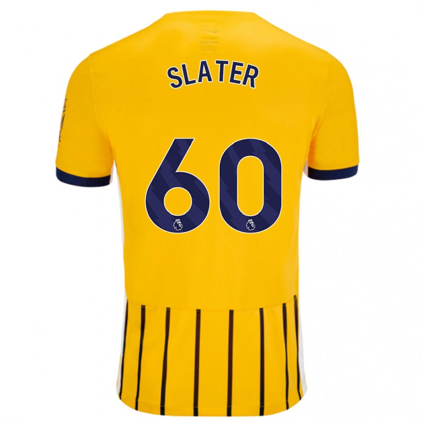 Danxen Hombre Camiseta Jacob Slater #60 Dorado Azul Rayas 2ª Equipación 2024/25 La Camisa México