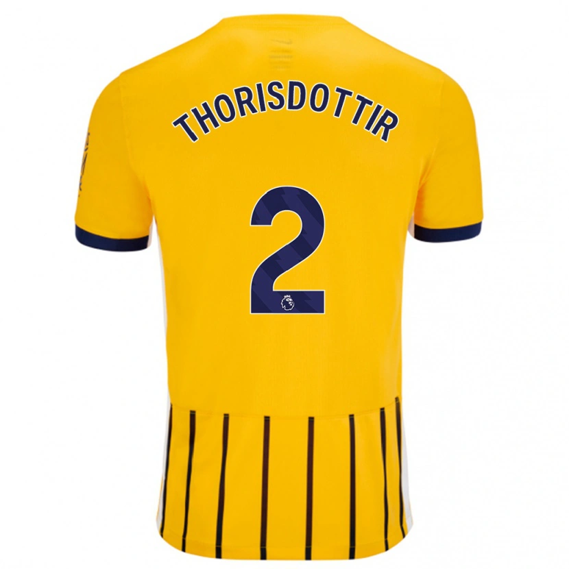 Danxen Hombre Camiseta Maria Thorisdottir #2 Dorado Azul Rayas 2ª Equipación 2024/25 La Camisa México