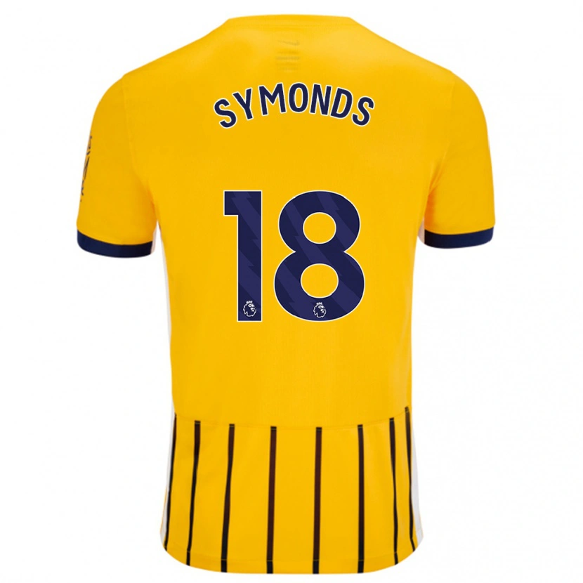 Danxen Hombre Camiseta Maisie Symonds #18 Dorado Azul Rayas 2ª Equipación 2024/25 La Camisa México