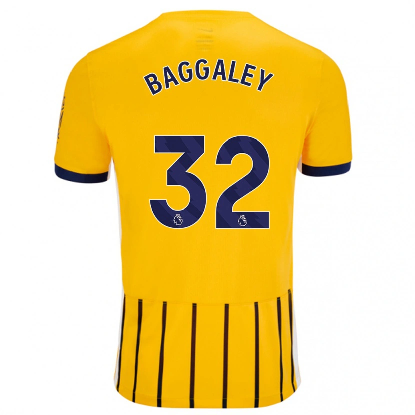 Danxen Hombre Camiseta Sophie Baggaley #32 Dorado Azul Rayas 2ª Equipación 2024/25 La Camisa México